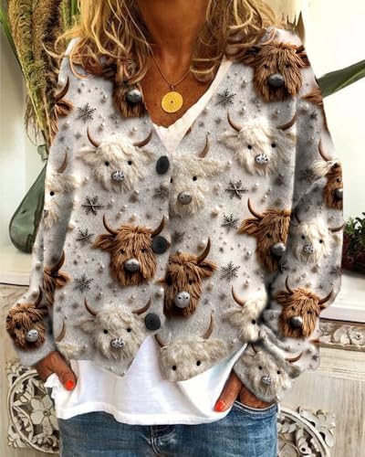 Women's V Neck Floral Print Cardigan Long Sleeve Button Down Lightweight Knit Sweater for Fall Winter Casual Wear​2