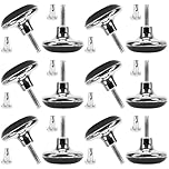Minnhua 12 Pcs Furniture Legs Bed Castors Gliders with Metal Inserts for Beds Sofas Footstools Replacement for Castors Furniture Bed Chrome Feet Leg Glides Castors and Insert Fitting