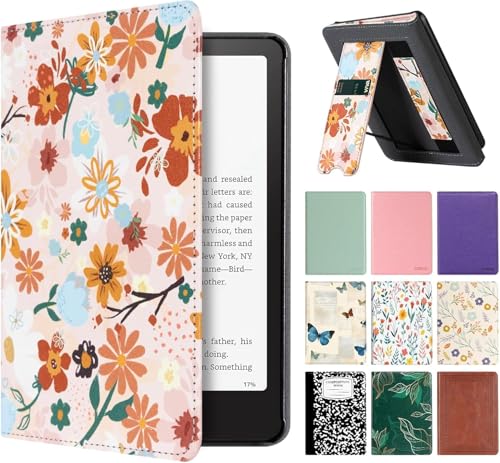Image of CoBak Stand Case for 7 inch Kindle Paperwhite 12th Gen 2024 and Kindle Colorsoft with Hand Strap - Compatible with iPhone MagSafe, for Samsung /Belkin /Anker Wireless Charging Pads, Durable, Auto Sleep Wake