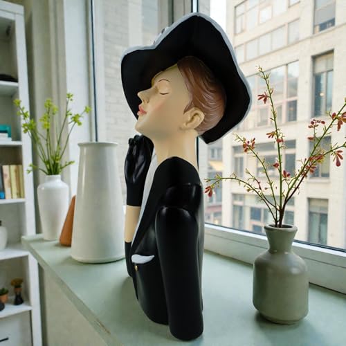 formano Deko Büste Dame modern Dekofigur Frauenbüste Polyresin Handbemalt 28 cm Stilvolle Wohnaccessoires in Weiß-Schwarz Elegante Tisch- & Regaldekoration