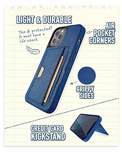 Smartish Iphone 12 Pro Max Wallet Case - Wallet Slayer Vol. 2 [Slim Protective Kickstand] Credit Card Holder (Silk) - Blues On The Green #TOP3