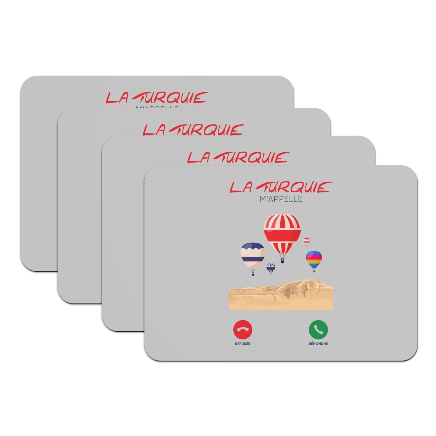 Sets de table dessous caoutchouc grand format gris Turquie voyage