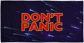 Yelo Pomelo Don't Panic Towel (Galactic Style), Fun Beach Towel for H2G2 Fans, Inspired by Hitchhikers Guide to The Galaxy Towel Day