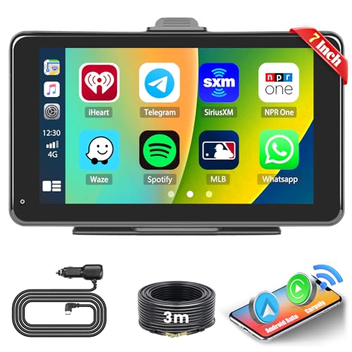Hikity Pantalla Coche Carplay Inalámbrico Radio Coche Android Auto, Autoradio Bluetooth con Pantalla Coche 7 Pulgadas Airplay/Navegador/Control de Asistencia por Voz