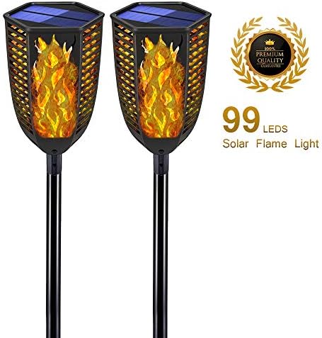 Eoyizw Solar Torch Light, Waterproof Flickering Flame Torches Lights Outdoor Solar Lights Landscape Decor Lighting Dusk to Dawn Auto On/Off Security Flame Lights for Yard Garden Patio Pathway 2 PCS