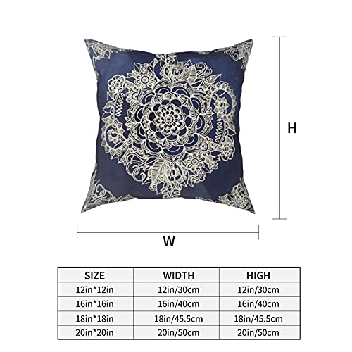 Kissenbezüge, cremefarben, Blumenmuster, marokkanisch, auf tiefem Indigo, weich, quadratisch, dekorativ, für Sofa… – Bild 5