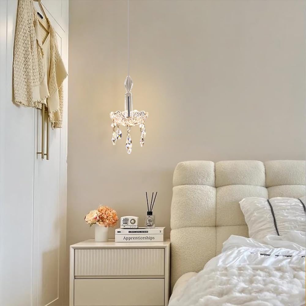 Francuska kryształowa lampa wisząca, szklana lampa wisząca w kształcie kandelabrów, dekoracyjne oświetlenie jadalni Droplight, żyrandol LED 8W - 3 kolory