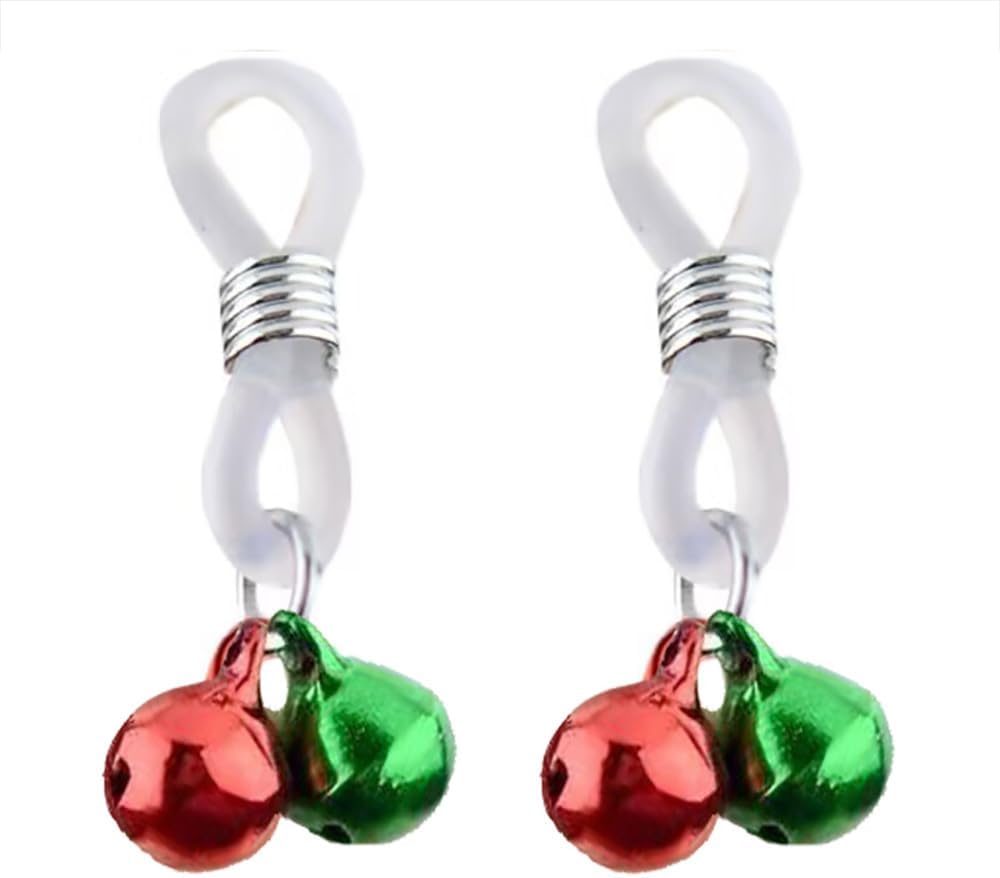 Jingle Bell Fake Nipple Rings for Women Non Piercing Dangle Nipplerings Nipple Noose Adjustable Fake Nipple Jewelry for Christmas Xmas Festivals