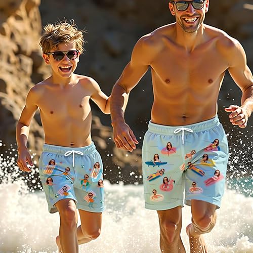Personalized Face Swim Trunks with Floral Custom Face Men Swim Short Tropical Beach Shorts for Men Gift for Husband Dad 6
