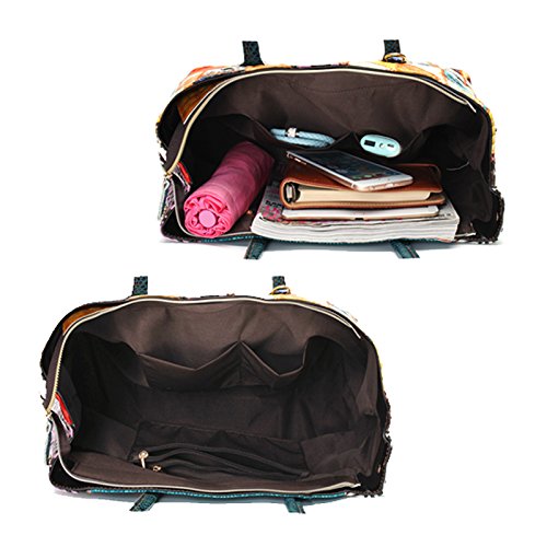 Women Gorgeous Colorful Patchwork Tote Designer Multicolor Shoulder Bag Handmade Large Handbags-Sibalasi #TOP4