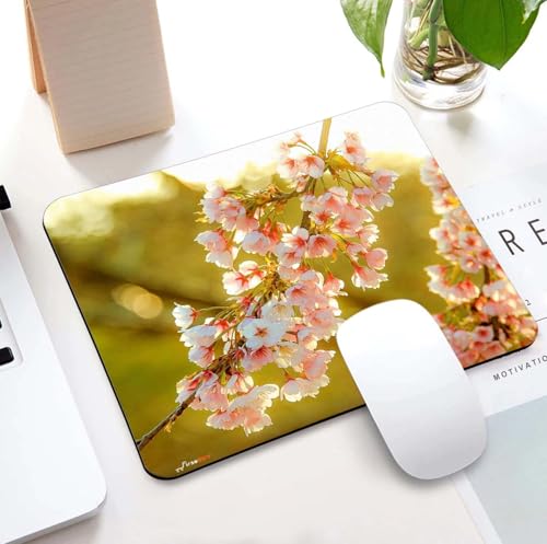 Image of Mouse Pad Beautiful Blossoms, Premium-Textured Custom Mouse Mat Design, Washable Mousepad Non-Slip Rubber Base Computer Mouse Pads for Wireless Mouse