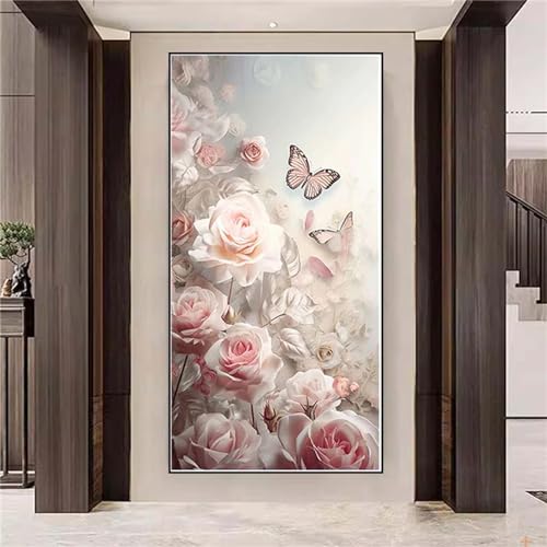 Peinture Diamant Enfant et Adulte Fleur Rose : Le Kit Broderie Idéal pour Décorer le Salon