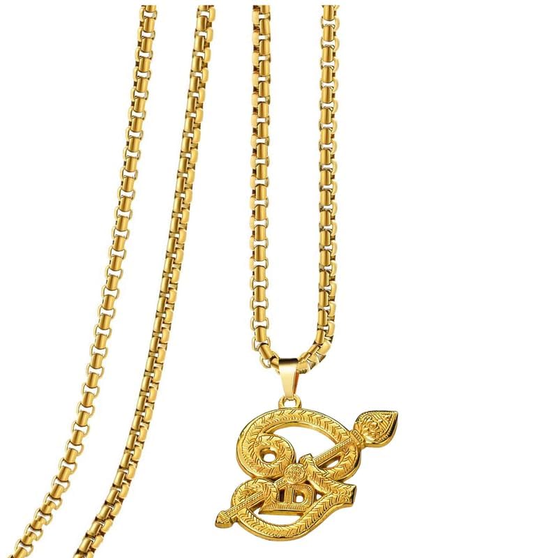 M Men Style Religious God of War Lord Murugan Kartikeya Skanda Hundu Blessed Amulet Tamil Om Gada Locket for Good Health & Wealth Pendants Pendant Necklace Chain for Unisex Gold