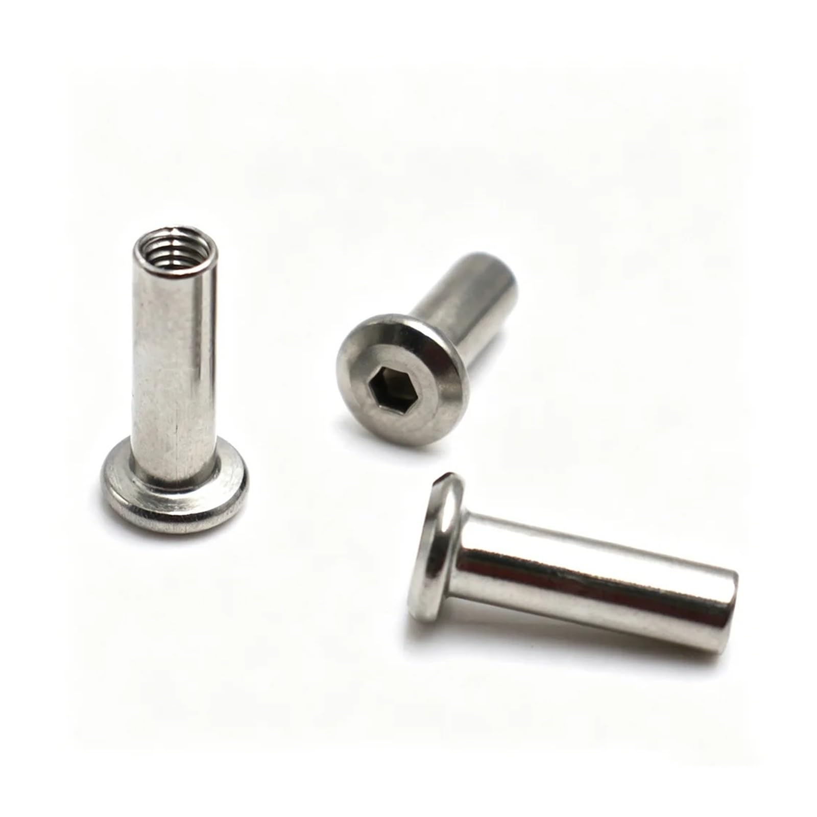 6/12pc In Acciaio Inox 304 Smussato A Testa Piatta Dadi Di Accoppiamento Esagonali Morsetto Giunto Bloccaggio M2-M10(55mm,M8(od 10) x6pcs)