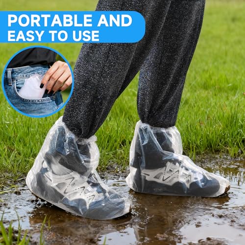 CNPMBO Waterproof Shoe Covers for Rain 10 Pairs Disposable Plastic Rain Shoe Covers Reusable Shoe Ponchos & Boot Covers for Adults' Short Size, Outdoor Travel Commuting and Indoor Protection (Clear) by CNPMBO - Used condition - Image 7