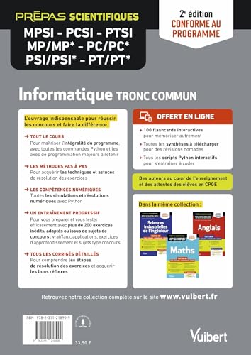 Informatique. Tronc commun MPSI-PCSI-PTSI-MP/MP*-PC/PC*-PSI/PSI*-PT/PT* - Tout-en-un - Conforme à la nouvelle réforme: Cours - Synthèse - Méthodes détaillées - Exercices et sujets corrigés – vue 2