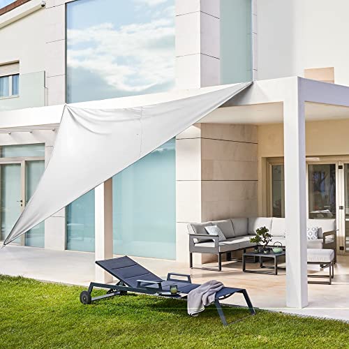 Voile d'ombrage triangulaire HEGOA en polyester blanc pour bloquer les UV
