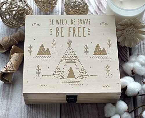 Baby Keepsake Box Time Capsule Box Boys Jewelry Box Baby Memory Box Little Boy Wooden Box Kids Treasure Box 8.5 x 8 x 2.5 in. Natural Color