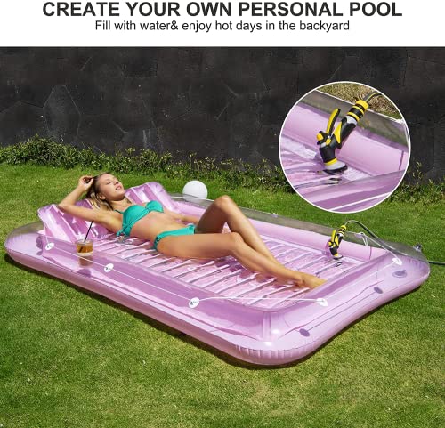 Inflatable Pool Floats Boat For Adults, Blow Up Tanning Pool Raft Tub With Inflatable Pillow For Family Outdoor, Garden, Backyard Summer Water Party (14+ Year Old) (Small,Pink) #TOP5
