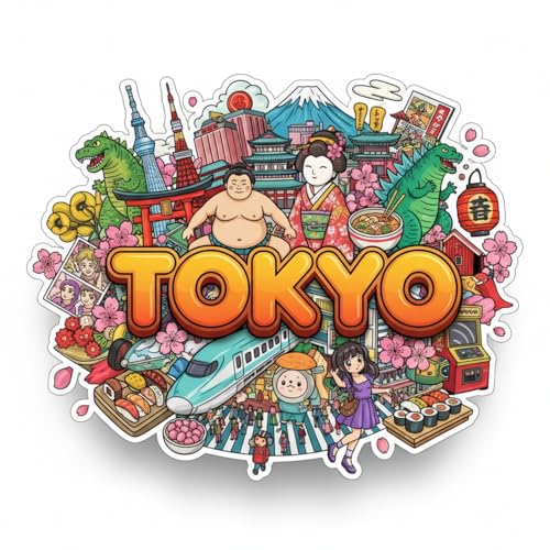 Image of Souvenir Fridge Magnet | 4x3 Inch Collectible Travel Decor | Strong & Durable Refrigerator Magnet with Iconic Landmarks for Travelers (Tokyo)