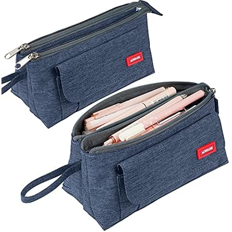 Pencil Case with Two Large Compartments Pocket Big Capacity Pencil Pouch Holder Pen Case Makeup Bag School Supplies Office Stationery Storage Gift Cover