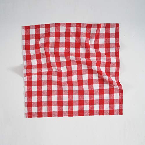 Dinner Napkins, Everyday Use, Premium Quality,100% Cotton Buffalo Plaid, Set Of 12, Size 20X20 Inch, Oversized Cloth Napkins With Mitered Corners, Ultra Soft, Durable Hotel Quality Red & White #TOP7