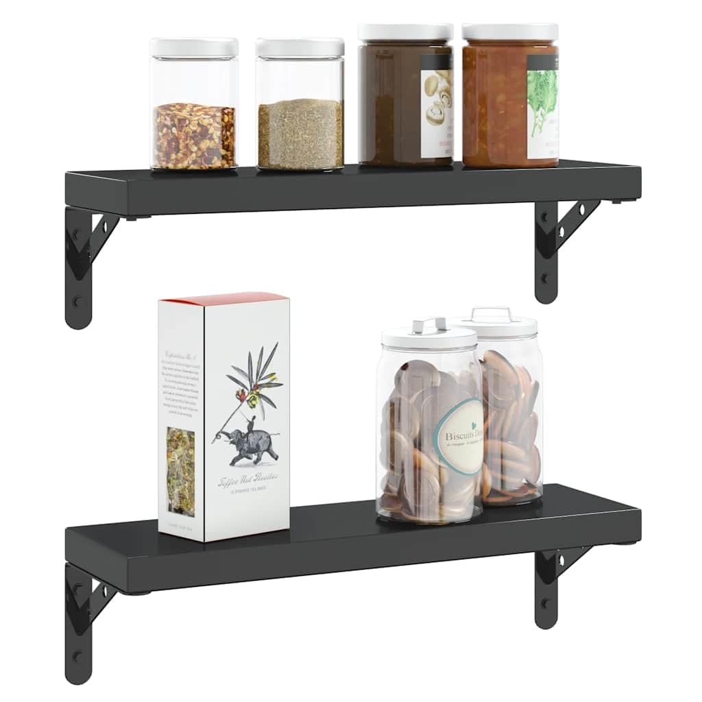 Supporti per mensole in acciaio inox, nero, 15 x 2,5 x 11,5 cm, 4 pezzi, con console da parete, mensola sospesa, mensola sospesa, libreria e portaspezie, salvaspazio e moderno