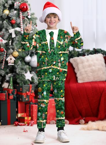 Image of BesserBay Boys Funny Ugly Christmas 2 Piece Set with Graphic Sweatshirt and Pants 4-14 Years