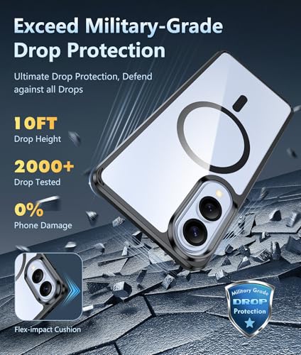 Image of FNTCASE for Samsung Galaxy S25-Edge Case: Clear Magnetic Military Grade Drop Protection Anti Yellowing Cell Phone Cover - Rugged Shockproof Protective Bumper Transparent Phonecase