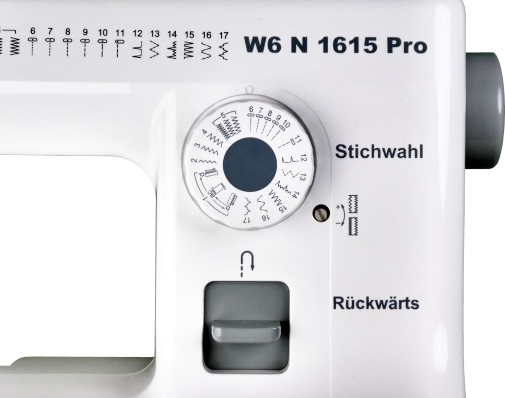 W6 Nähmaschine N 1615 Pro mit 17 Programmen | Freiarm | automatischer Einfädler | obenliegende Spule | Umlaufgreifer | Knopflochautomatik | Jeans nähen | Reißverschluss