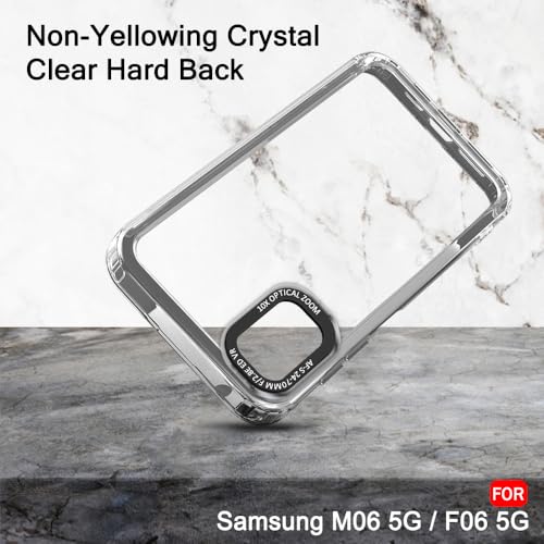 Image of TheGiftKart Hybrid Shockproof Back Cover Case for Samsung Galaxy M06 5G / F06 5G | Stylish Camera Border | Electroplated Buttons | Crystal Clear Hard Back Cover Case (TPU & PC, Smoked Bumper)
