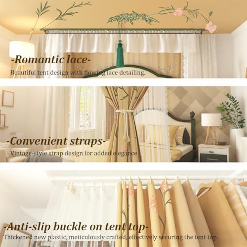 Cortinas de cama con dosel para dormitorios de estilo retro romántico 7