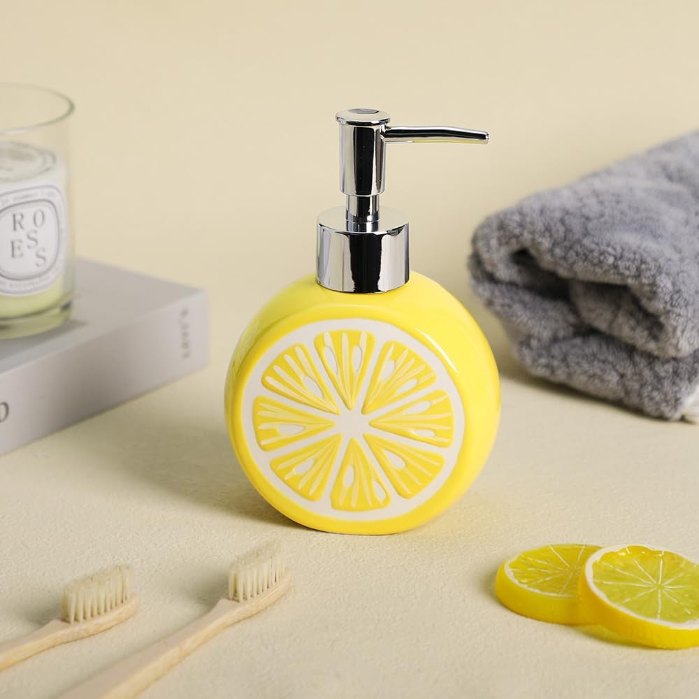 Lemon Ceramic Lotion Bottle Soap Dispenser with Pump