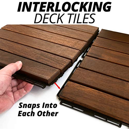 Mammoth Solid Acacia Wood Interlocking Deck Tiles - The Perfect Solution For Lazy Outdoor Enthusiasts! (Stripe, 11 Tiles) #TOP4