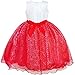 Sunny Fashion JZ53 Girls Dress Glitter Sequin Wedding Bridesmaid Pageant Size 6 Red