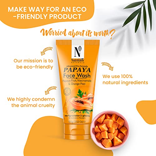 NutriGlow NATURAL'S Advanced Pro Formula Papaya for Skin Brightening & Tan Removal Face Wash (100 g) - Image 4