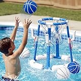 HYES Panier de Basket Flottant pour Piscine, Pool Basketball Hoop, Jouets de Piscine avec ...