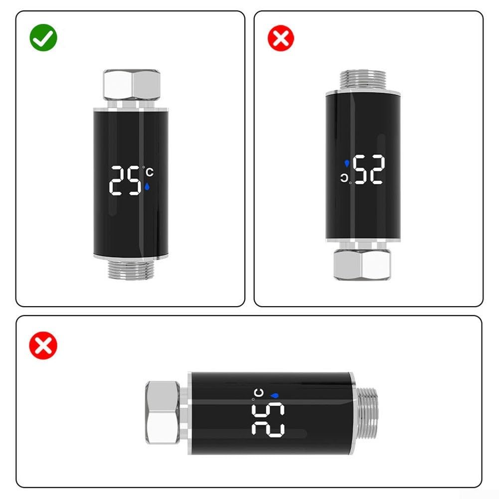 Termómetro de ducha LED con pantalla digital con lectura de temperatura en tiempo real, termostato de baño hidroeléctrico para el hogar, baño, cocina