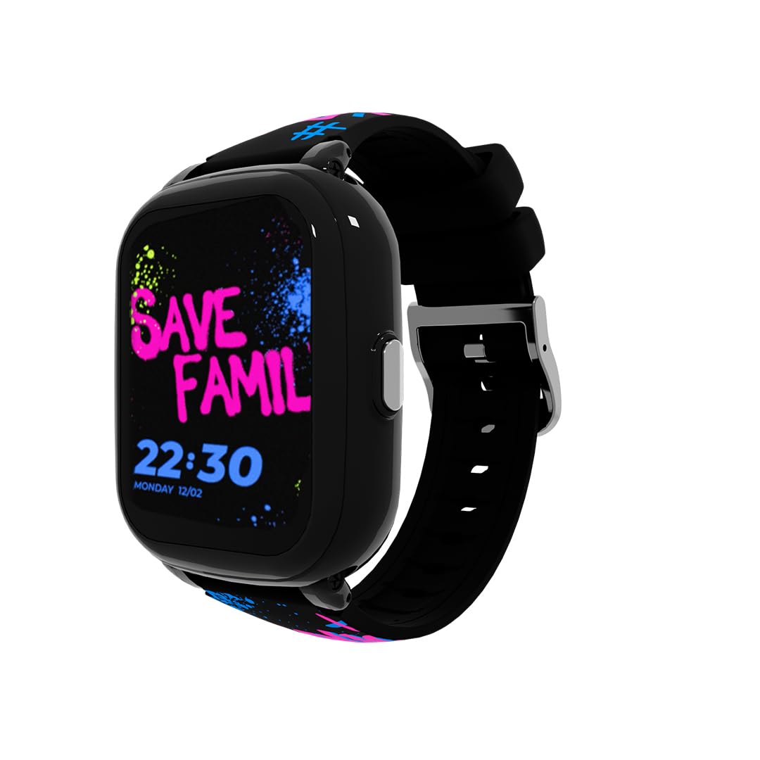 SaveFamily Iconic 2 Plus 4G. Smartwatch voor kinderen. Videogesprek, Video, Beller-ID, Muziek, Bluetooth, App Store, Whatsapp. GPS-kinderhorloge, Camera, SOS, waterdicht (Iconic 2 Plus, Street Style)