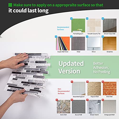 Longking 10-Sheet Self-Adhesive Peel And Stick Backsplash For Kitchen, Vinyl Decorative Tiles (Gray) #TOP5