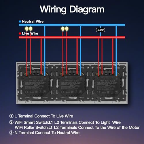BSEED Doppel Smart Lichtschalter mit WLAN Rollladenschalter,Smart Jalousien Schalter,PC Rahmen,Ben&ouml;tigt Nullleiter,WiFi Rolladen Zeitschaltuhr,kompatibel mit Alexa/Google Home,2 Fach 1Weg,Wei&szlig;