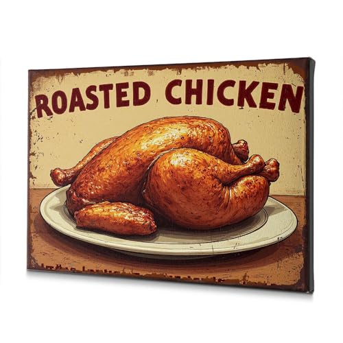 Toile poulet rôti de qualité supérieure pour décoration murale d'intérieur rustique 40x60cm