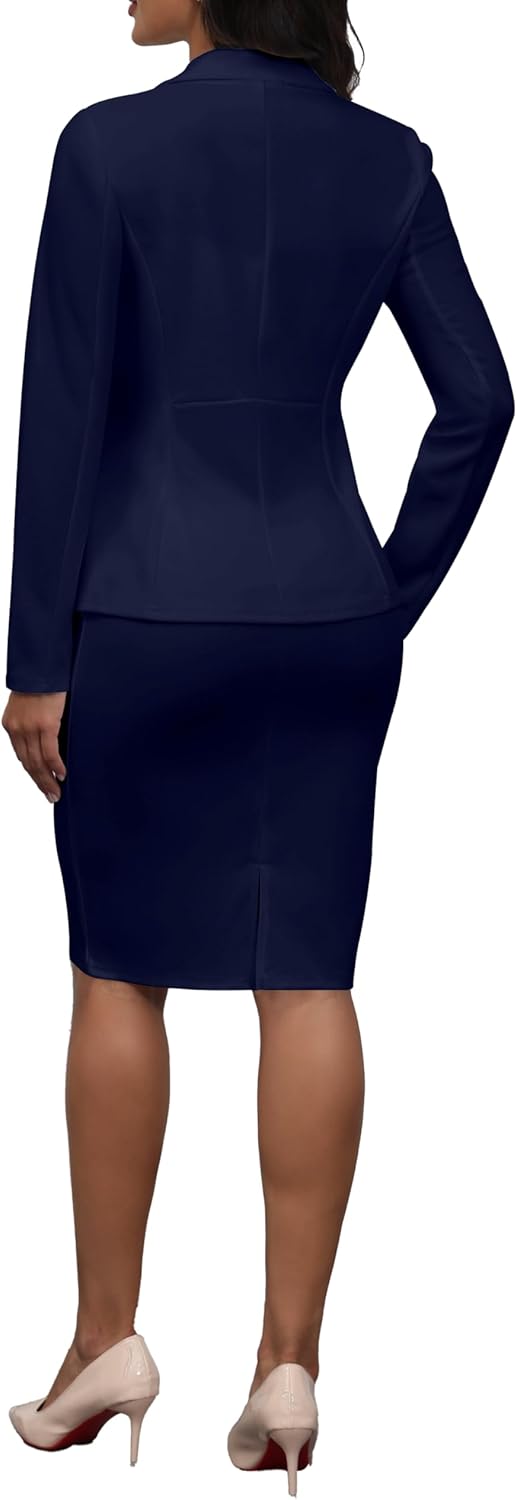 2 Piece Outfits for Women Solid Blazer Jacket Skirts Sets Two Piece Business Formal Suit Sets - Image 6
