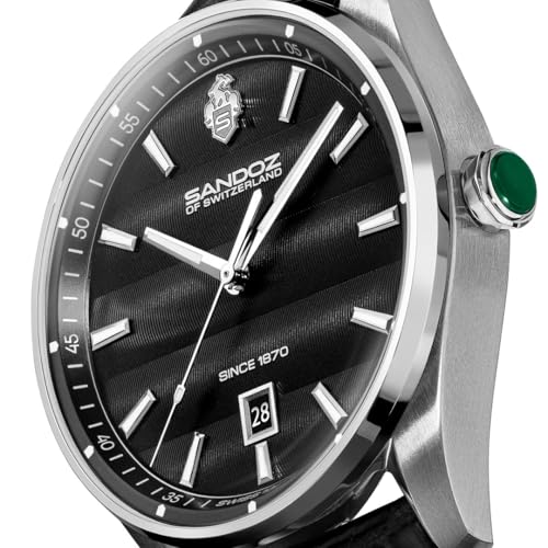 Image of SANDOZ Bachelin Premium Swiss Made Quartz Black Dial Watch for Men - SZWGB0001112