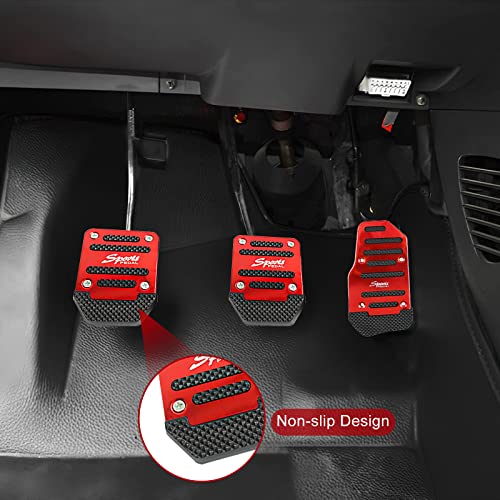 image for jeseny 3 PCS Car Non-Slip Aluminum Alloy Pedal Pads, Manual/Automatic 