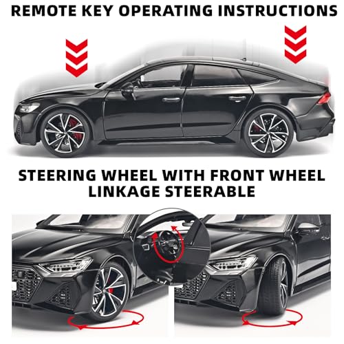 Image of RZAPE Car Model Kits for Adults 1 /18 Diecast Cars Compatible with Audi RS7 Sportback Car Collection, Metal Toy Cars with Lights and Sounds with Remote Control and Key