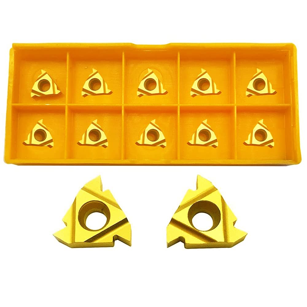 5pcs 11ER AG60 External Threading Inserts + 5pcs 11IR AG60 Internal Threading Inserts CNC Lathe Indexable Threading Carbide Insert Blade for Threading Tool Holder Pitch: 0.5-1.5mm