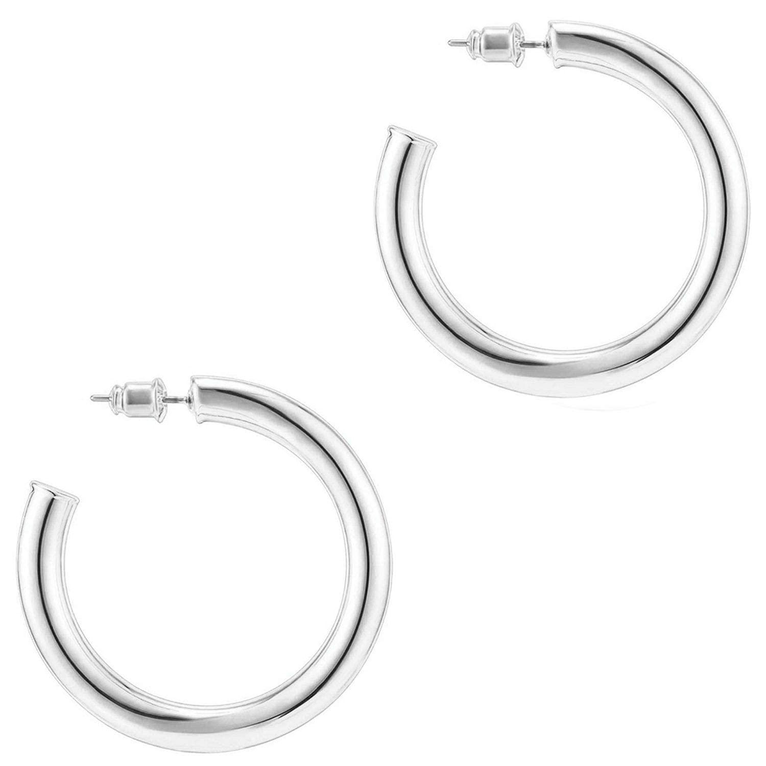 PAVOI 14K Goldfarbene leichte klobige offene Reifen | Goldene Creolen fr Damen