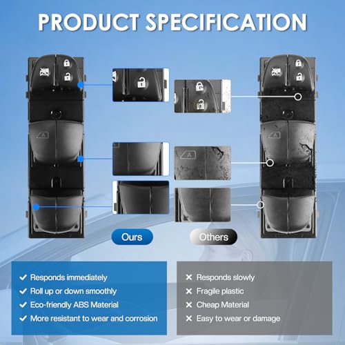 Power Window Switch Driver Left Front Compatible for Nissan Sentra 2020-2023, Replaces OE 25401-6LA0A - ABS Window Control Master Switch Direct Fit by Alikali - Used condition - Image 6