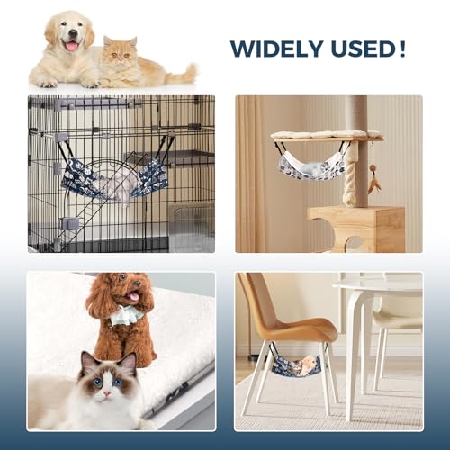 Image of Admaison Cat Hammock for Cage Hanging Reversible 2Pack,Pet Hammock Bed Adjustable,Soft Sleeping Hammock for Cats,Ferret,Puppy,Rabbits,Small Animals (L, CAT)
